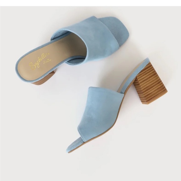 Anthropologie NWT Adapt Light Blue Suede Leather High Heel Sandals size 7. - Picture 3 of 4